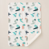 Surfers and Palm Trees Pattern Sherpa Deken (Voorkant)