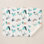 Surfers and Palm Trees Pattern Sherpa Deken (Voorkant (horizontaal))