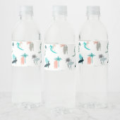 Surfers and Palm Trees Pattern Waterfles Etiket (Flessen)