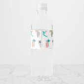 Surfers and Palm Trees Pattern Waterfles Etiket (Achterkant)