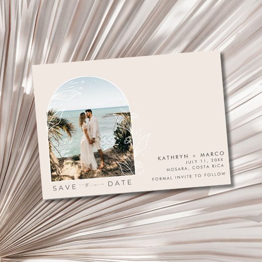 Surfers Beach bruiloft foto Save The Date