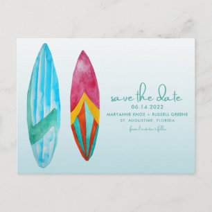 Surfers Beach Wedding Save the Date Briefkaart