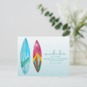 Surfers Beach Wedding Save the Date Briefkaart (Staand voorkant)