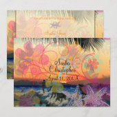 SURFERS BIJ ZONSONDERGANG/HAWAII/DIY UITNODIGINGEN (Voorkant / Achterkant)