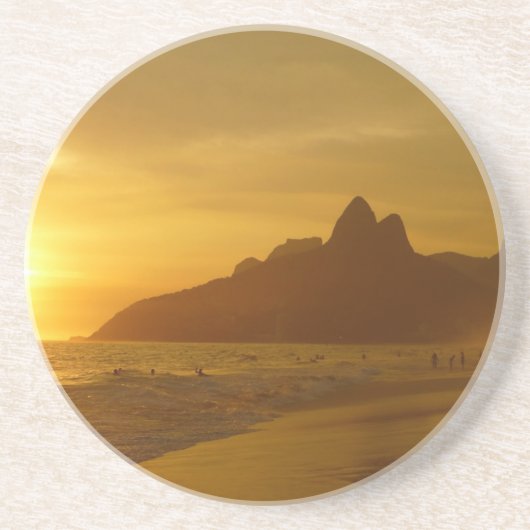 Surfers bij zonsondergang zandsteen onderzetter (Voorkant)