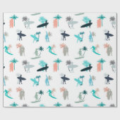 Surfers en palmbomen cadeaupapier (Vlak)