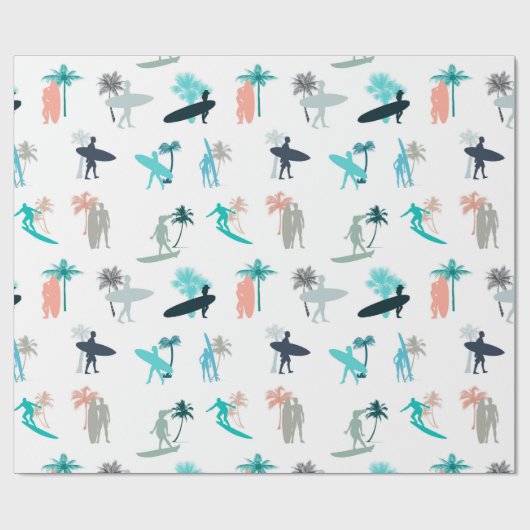 Surfers en palmbomen cadeaupapier (Vlak)