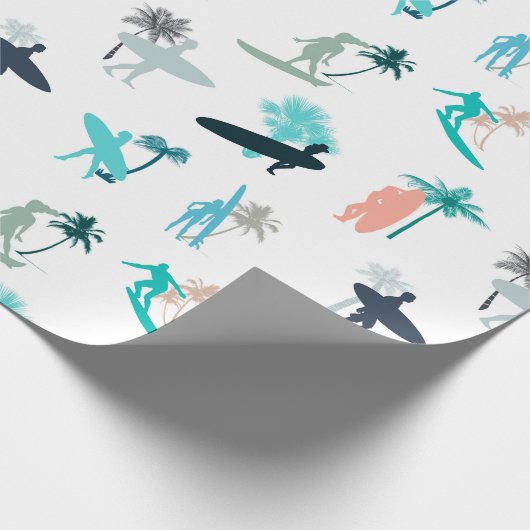 Surfers en palmbomen cadeaupapier (Hoek)