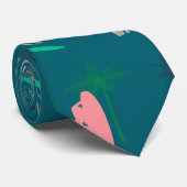 Surfers en palmbomen Patroonblauw Stropdas (Opgerold)