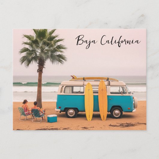 Surfers en surfplanken in Baja California Briefkaart (Voorkant)