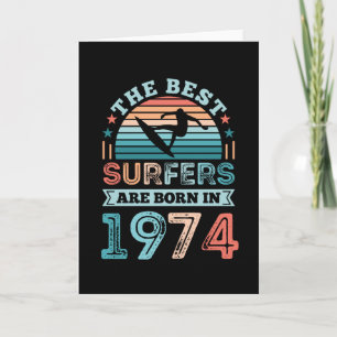 Surfers, geboren in 1974 50th Birthday surfing Gif Kaart