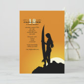 Surfer's ochtenduitnodiging kaart (Staand voorkant)