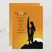 Surfer's ochtenduitnodiging kaart (Voorkant / Achterkant)