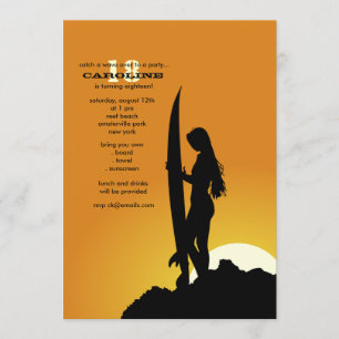 Surfer's ochtenduitnodiging kaart