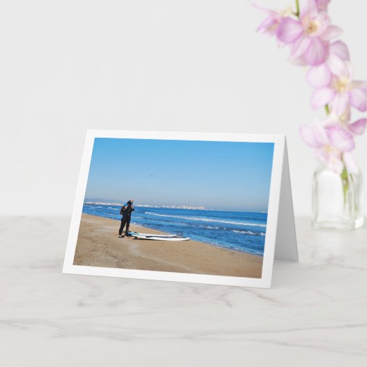 Surfers op Malvarossa Beach in Valencia, Spanje Kaart (Orchidee)