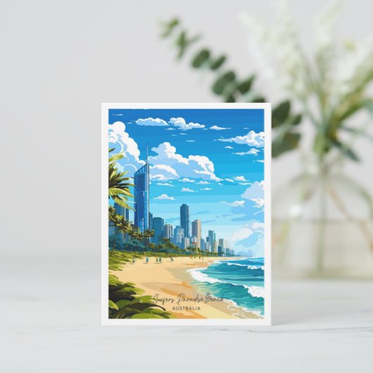 Surfers Paradise Beach Australië Reizen Briefkaart (Staand voorkant)