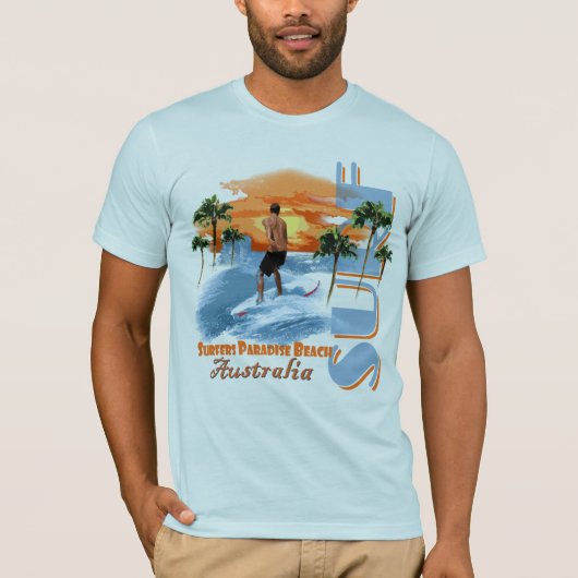 Surfer's Paradise Beach SURF! T-shirt (Voorkant)