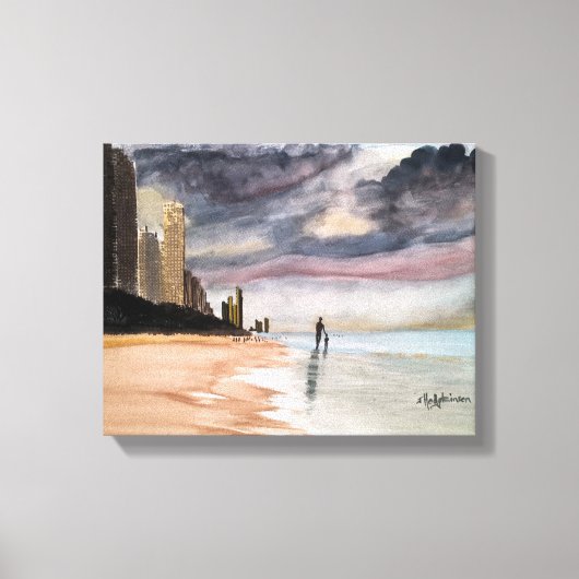 SURFERS PARADISE Queensland Australia WATERVERF Canvas Afdruk (Voorkant)