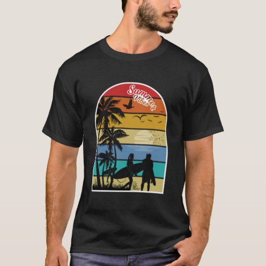 Surfer's Paradise zonsondergang T-shirt (Voorkant)