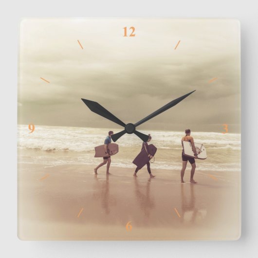 Surfers Retroklok. Vierkante Klok (Voorkant)