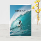 Surfers Ride Verjaardagskaart Kaart (Gele Bloem)