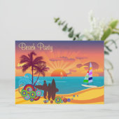 Surfers & Sunset Beach Party Kaart (Staand voorkant)