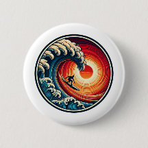 Surfer's Sunset Wave Button