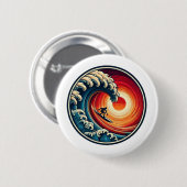 Surfer's Sunset Wave Button (Voorkant /achterkant)