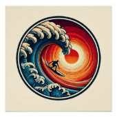 Surfer's Sunset Wave Glossy Poster (Voorkant)