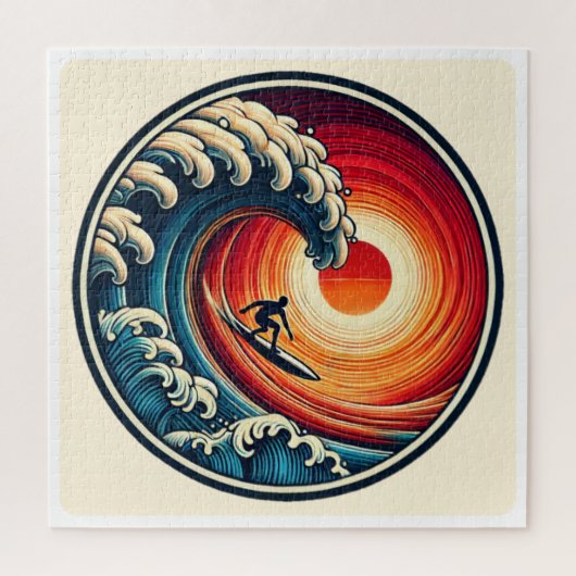 Surfer's Sunset Wave Puzzel (Verticaal)