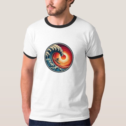 Surfer's Sunset Wave T-shirt (Voorkant)