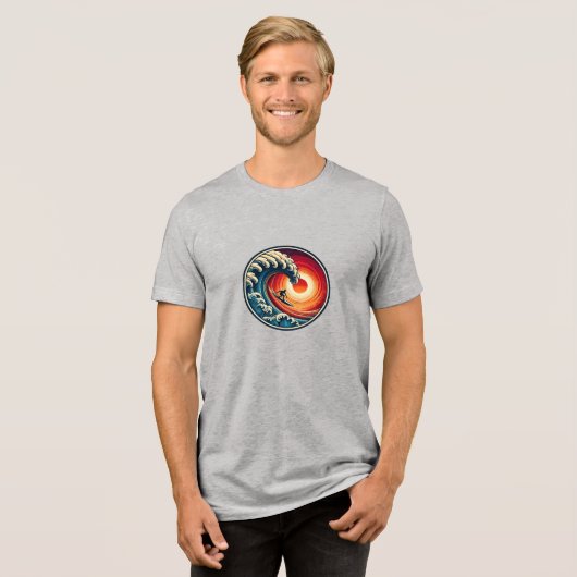 Surfer's Sunset Wave Tri-Blend Shirt (Voorkant volledig)