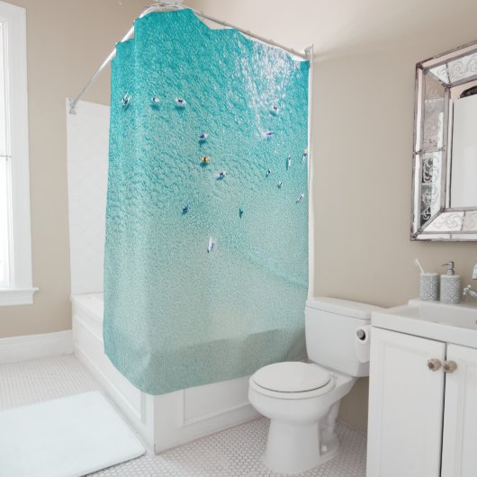 Surfers uitzicht, heldere oceaan. douchegordijn (In situ)