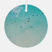 Surfers uitzicht, heldere oceaan. glas ornament (Achterkant)