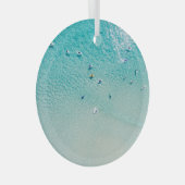 Surfers uitzicht, heldere oceaan. glas ornament (Voorkant Rechts)