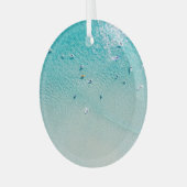 Surfers uitzicht, heldere oceaan. glas ornament (Voorkant links)