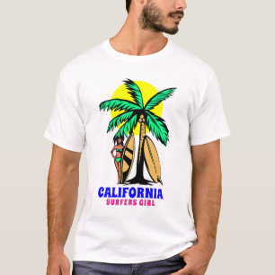 surfers van meisjes op het strand van california t-shirt