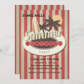 Surfer's verjaardagsuitnodiging kaart (Voorkant / Achterkant)