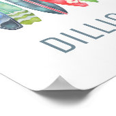 Surfersboard Waterverf Naam op Maat Print (Hoek)