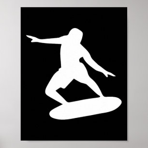 Surfersilhouet Cool Surfer Golfplaat Kunst Poster