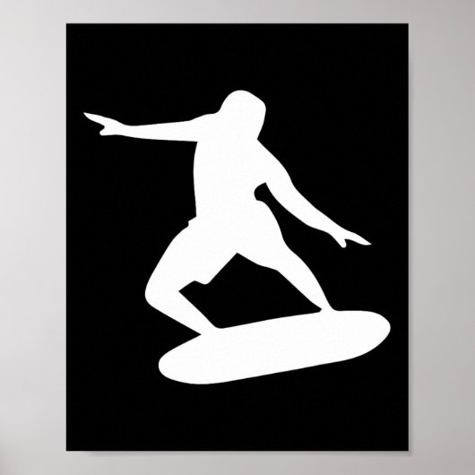 Surfersilhouet Cool Surfer Golfplaat Kunst Poster (Voorkant)