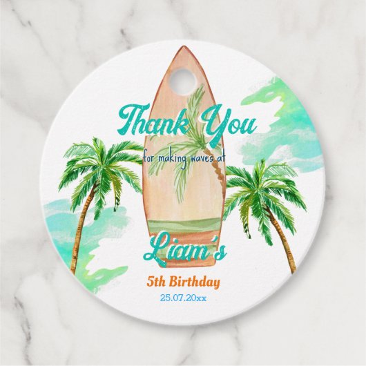 Surffeest bedankt je voor de strandoceaanzomer bedankjes labels (Voorkant)