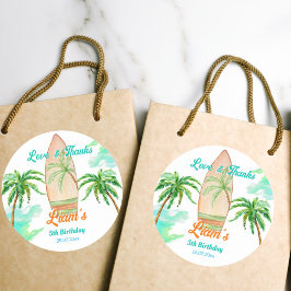 Surffeest bedankt je voor de strandoceaanzomer ronde sticker