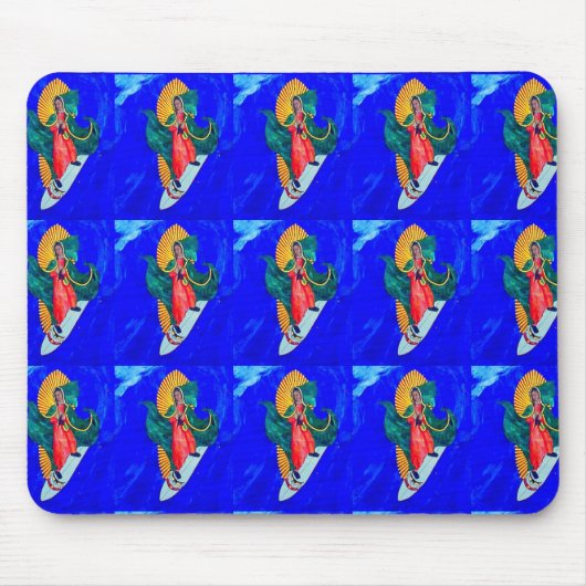 surfheiligen op blauwe mousepad muismat (Voorkant)