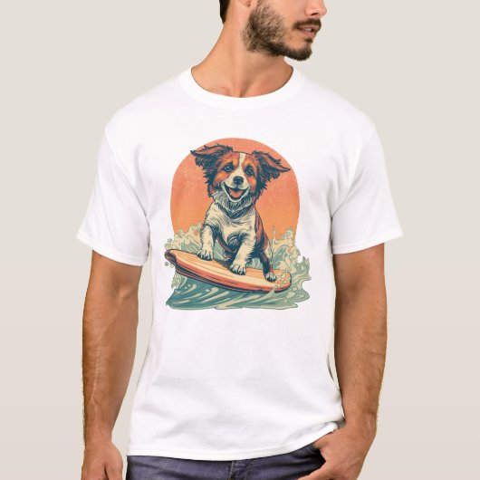 Surfhond Retro  Strand Vibes T-shirt (Voorkant)