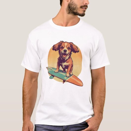 Surfhond Retro  Strand Vibes T-shirt (Voorkant)