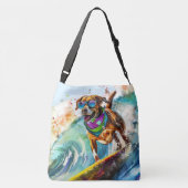 Surfhond – Zomer Fun Beach Pup Illustratie Crossbody Tas (Achterkant)