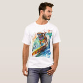 Surfhond – Zomer Fun Beach Pup Illustratie T-shirt (Voorkant volledig)