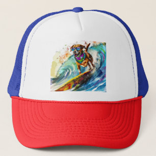 Surfhond – Zomer Fun Beach Pup Illustratie Trucker Pet