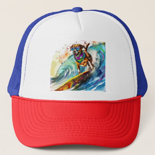 Surfhond – Zomer Fun Beach Pup Illustratie Trucker Pet (Voorkant)